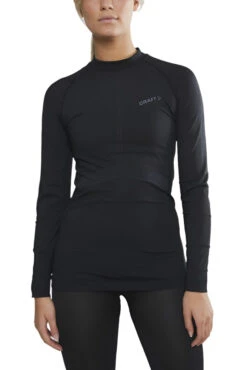 Craft Women's Active Intensity Crewneck Baselayer - Black/Asphalt (1907937-999995) -Sports Equipment 1907937 999995 Active Intensity CN LS C1 Preview