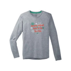 Brooks Men's Run Merry Distance Longsleeve - Heather Ash/Run Merry (211404047) -Sports Equipment 211404 047 LF Run Merry Distance Graphic LS