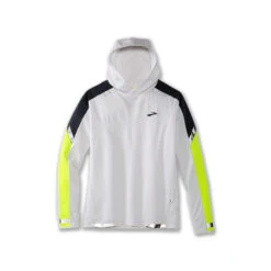 Brooks Men's Run Visible Thermal Hoodie - White/Asphalt/Nightlife (211411134) -Sports Equipment 211411 134 LF Run Visible Thermal Hoodie