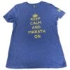 Marathon Sports Women's Keep Calm T-Shirt - Blue/Yellow -Sports Equipment KeepCalmandMarathon