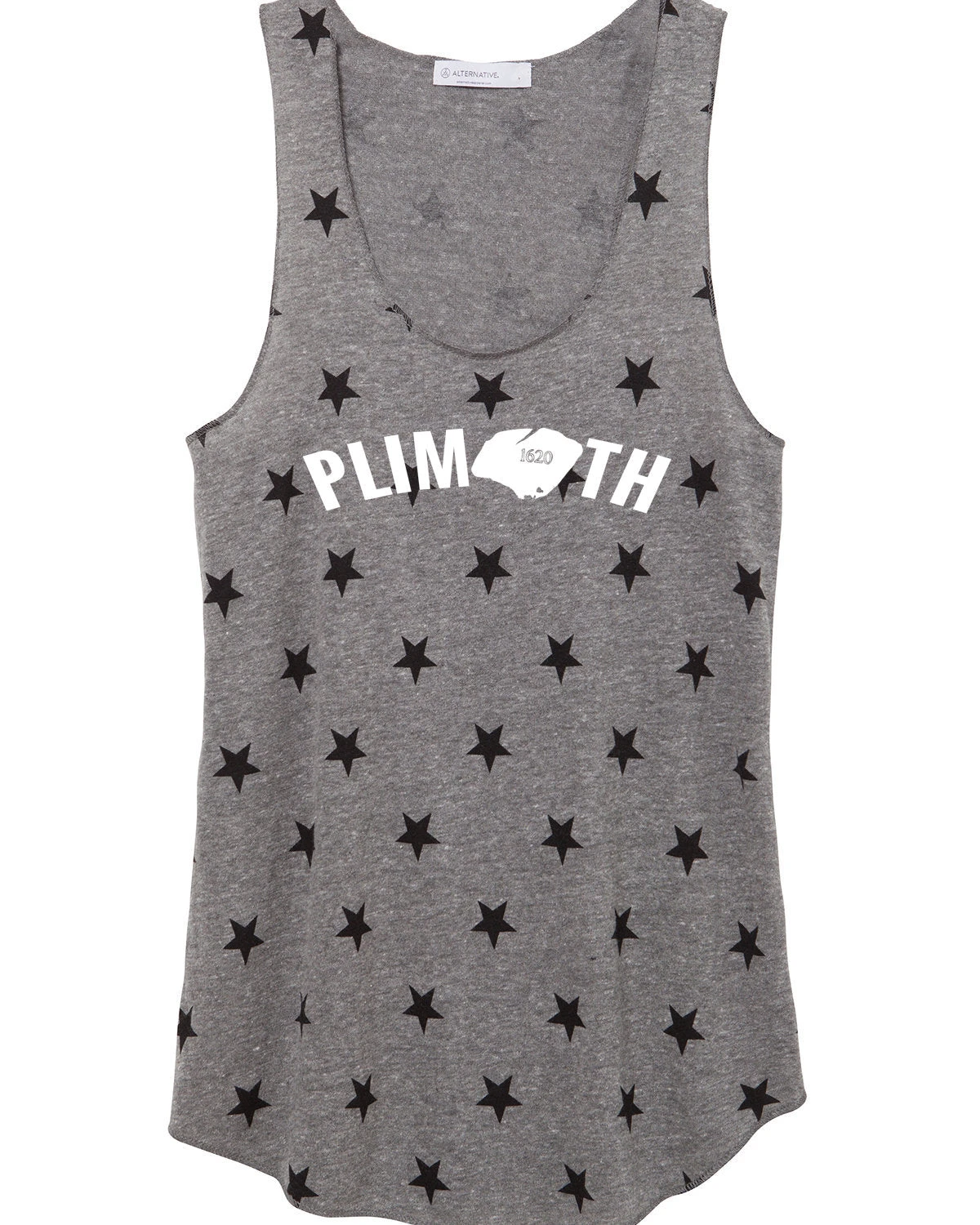 Women's Plimoth Racerback Stars And Stripes Tank - Gray (PLI-AA1927P-EGS) 3 Women's Plimoth Racerback Stars And Stripes Tank - Gray (PLI-AA1927P-EGS)